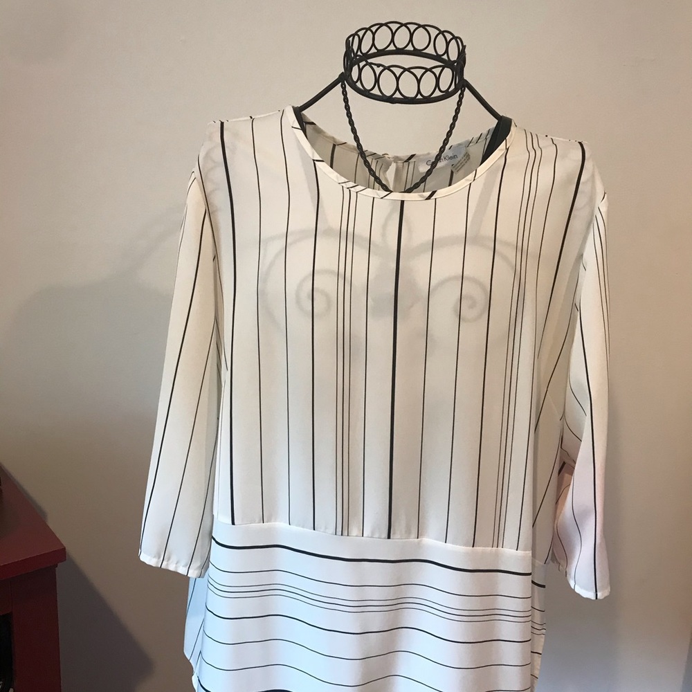 Calvin Klein cream and black top